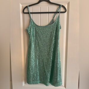 Nasty Gal Teal Sequin Mini Dress